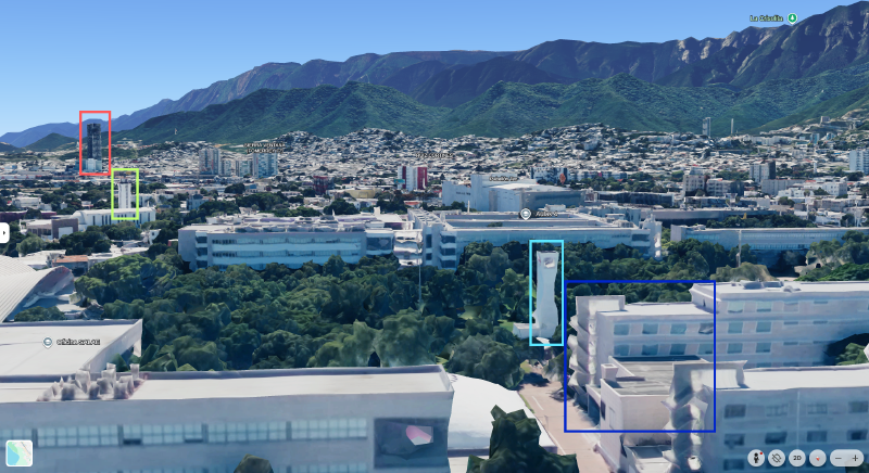 Google Earth view of interesting buildings